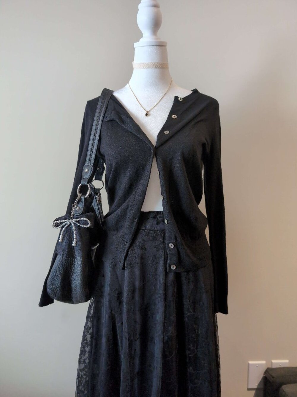 Jacob Black Button up Cardigan | Mother of Pearl Buttons